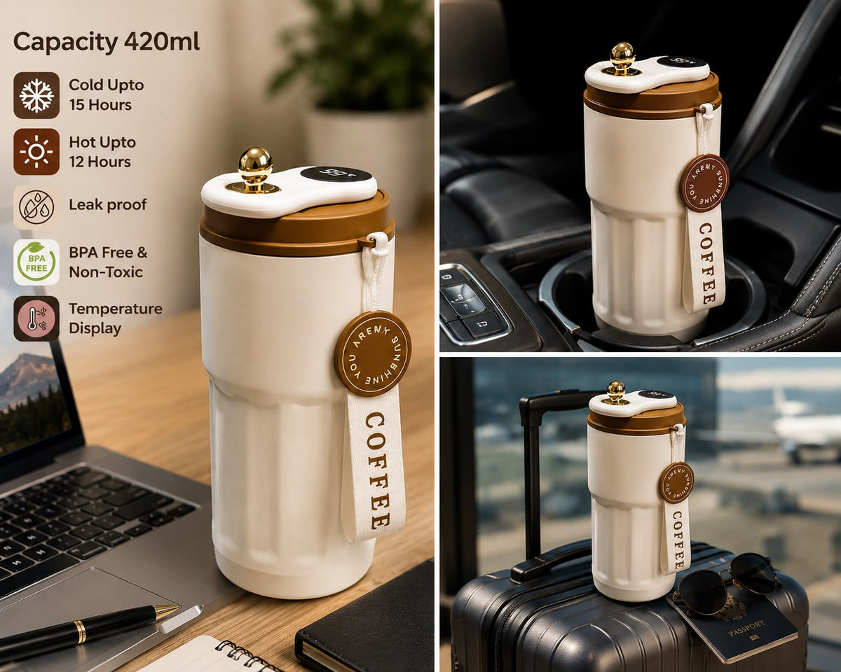 420ml Stainless Steel Chic Mug with Temperature Display