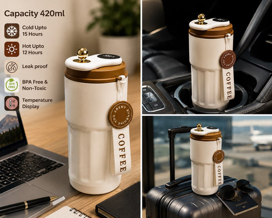 420ml Stainless Steel Chic Mug with Temperature Display