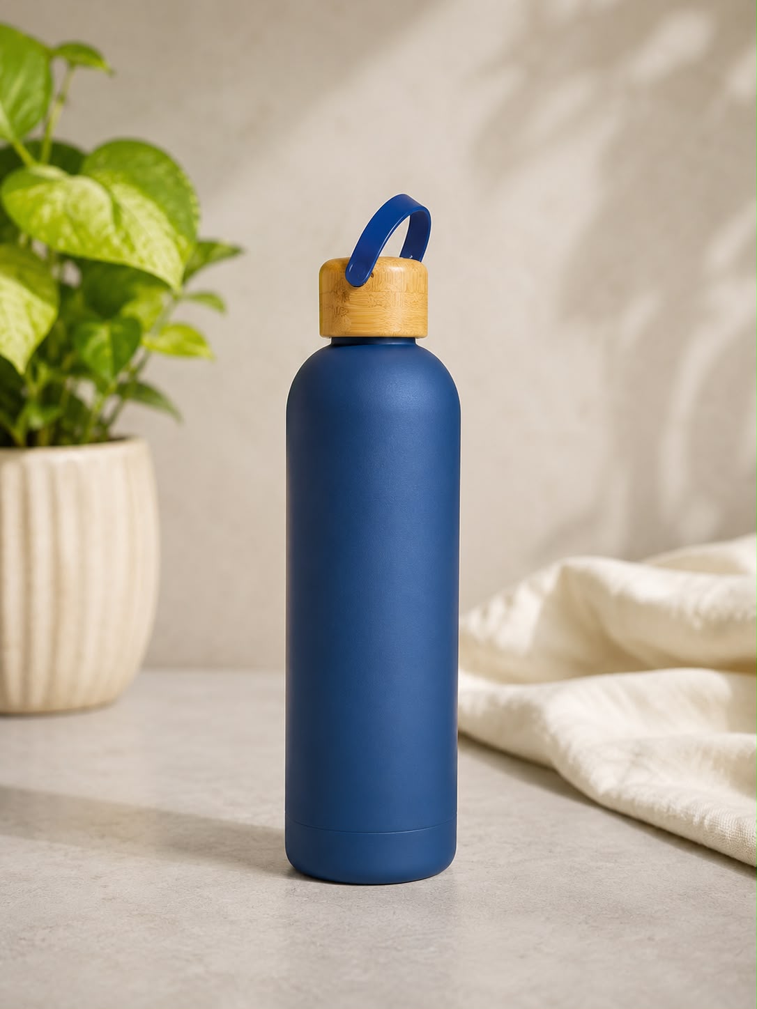 Premium Stainless Steel Water Bottle with Wooden Lid | Matte Insulated Bottle