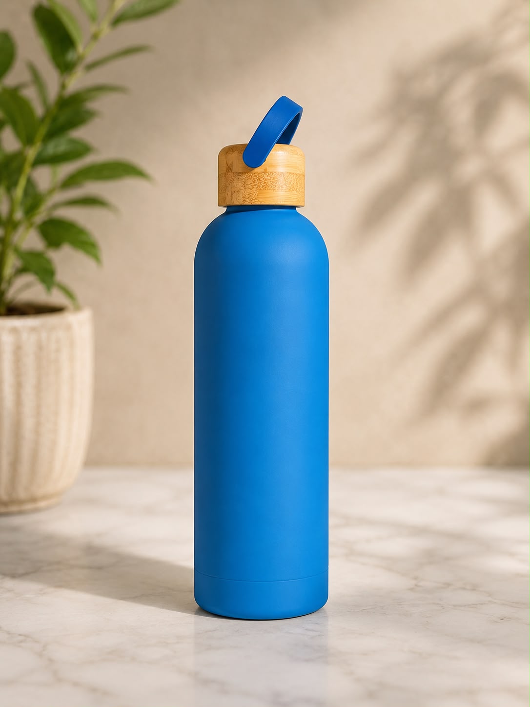 Premium Stainless Steel Water Bottle with Wooden Lid | Matte Insulated Bottle